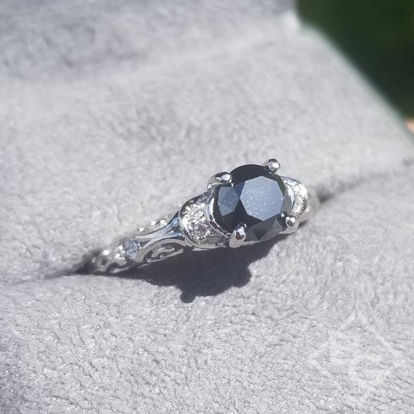 Fancy Blue Diamond Pear Shape Set in The Florence Ring 18K White Gold / 5.5 / Diamond (Lab)