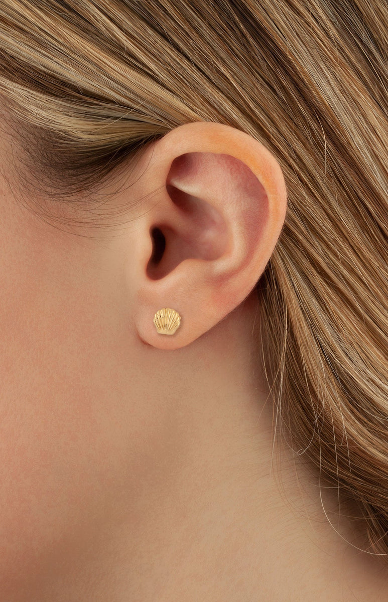 Ben Garelick 14K Yellow Gold Seashell Earrings