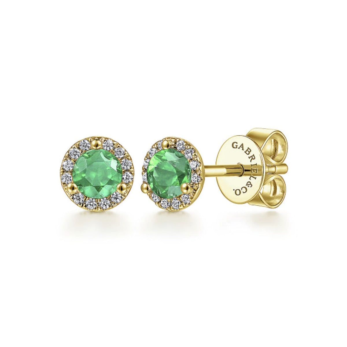 Gabriel & Co. Emerald & Diamond Halo Stud Earrings - EG12372Y45EA