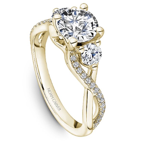 Twist Engagement Ring 14K Yellow Gold Ring Unique Diamond 