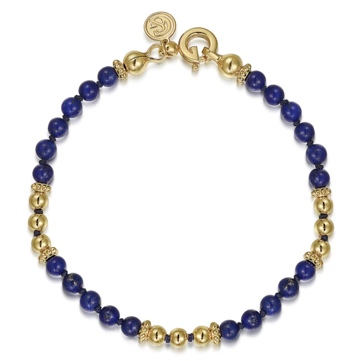Estate Vintage 14KT Yellow Gold Blue Lapis Lazuli Beads Double
