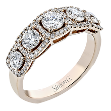 Load image into Gallery viewer, Simon G. Five Stone Diamond &quot;Halo&quot; Anniversary Ring
