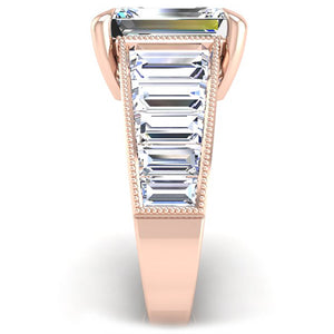 Ben Garelick Rose Gold Carina Tapered Channel Set Emerald Cut Diamond Engagement Ring