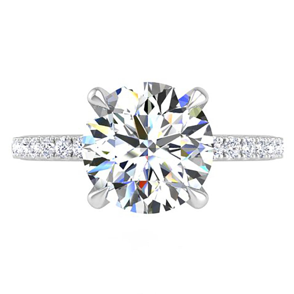 Ben Garelick Classic Large Round Diamond Shared Prong Engagement Ring