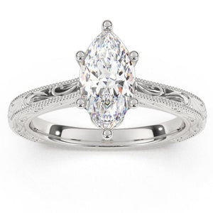 Artcarved "Gretchen" Engraved Solitaire Diamond Engagement Ring with Surprise Diamonds