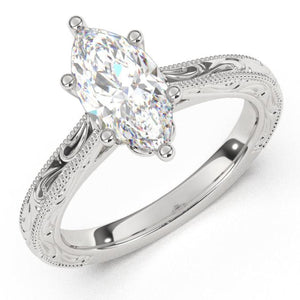 Artcarved "Gretchen" Engraved Solitaire Diamond Engagement Ring with Surprise Diamonds