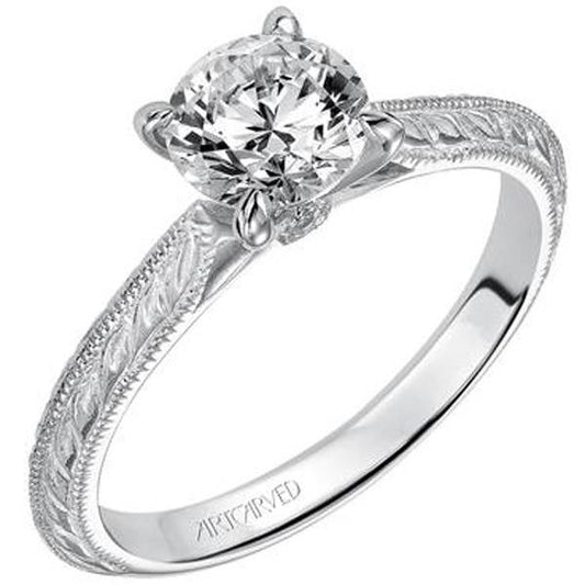 Artcarved "Imani" Knife Edge Engraved Solitaire Diamond Engagement Ring