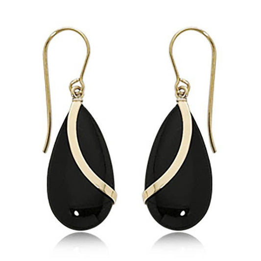 Ben Garelick Black Onyx Almond Drop Swirl Dangle Earrings