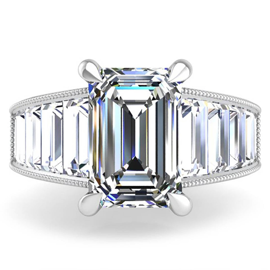 Ben Garelick Carina Tapered Channel Set Emerald Cut Diamond Engagement Ring