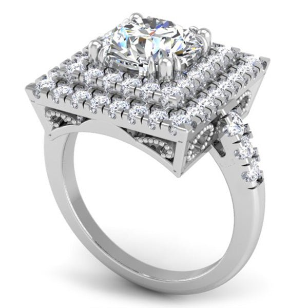 Ben Garelick Estella Double Square Halo Pave Set Diamond Engagement Ring