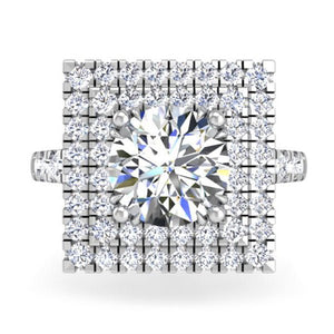 Ben Garelick Estella Double Square Halo Pave Set Diamond Engagement Ring