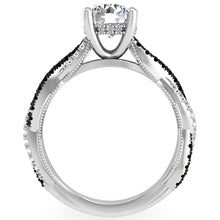 Load image into Gallery viewer, Ben Garelick Luna Twist Hidden Halo Black &amp; White Diamond Engagement Ring
