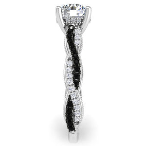 Ben Garelick Luna Twist Hidden Halo Black & White Diamond Engagement Ring