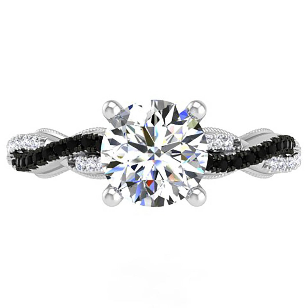 Ben Garelick Luna Twist Hidden Halo Black & White Diamond Engagement Ring