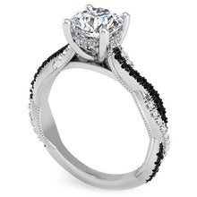 Load image into Gallery viewer, Ben Garelick Luna Twist Hidden Halo Black &amp; White Diamond Engagement Ring
