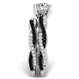 Ben Garelick Luna Twist Hidden Halo Black & White Diamond Engagement Ring