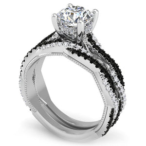 Ben Garelick Luna Twist Hidden Halo Black & White Diamond Engagement Ring