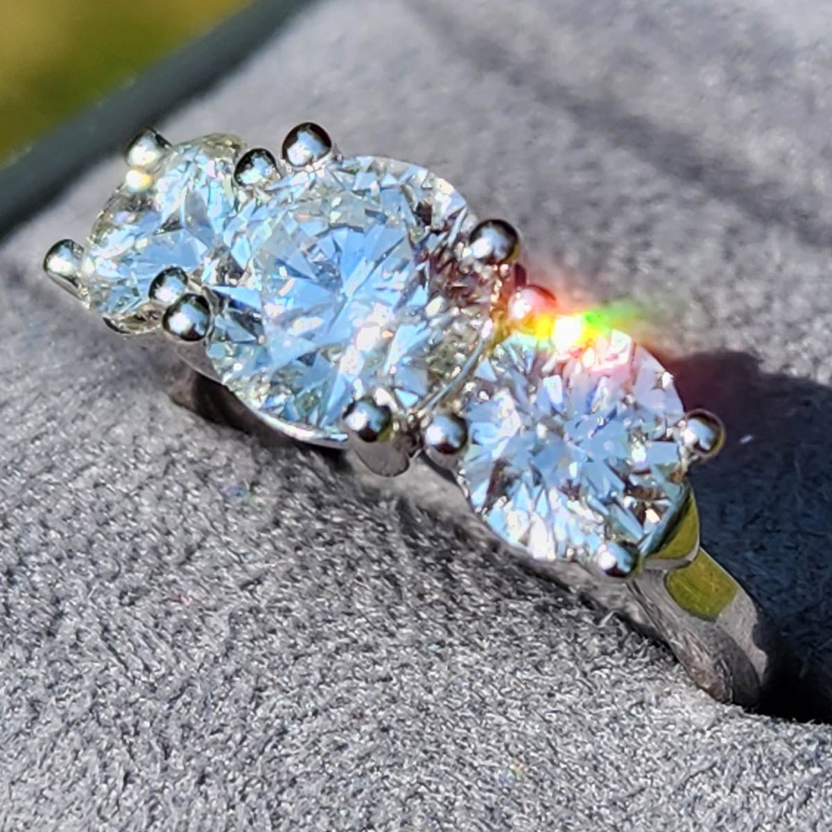 4 Carat Round Three Stone Lab Grown Diamond Engagement Ring Ben Garelick