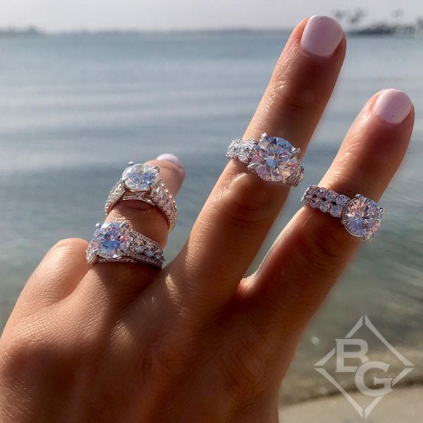 5.5 Carat Round Lab Grown Diamond Engagement Ring with Graduating Sides