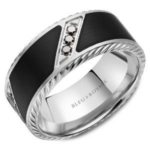 Bleu Royale 9.5MM Black Enamel & Black Diamond Wedding Band