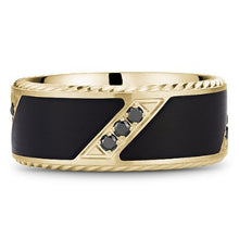 Load image into Gallery viewer, Bleu Royale 9.5MM Black Enamel &amp; Black Diamond Wedding Band
