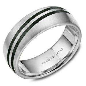 Bleu Royale Double Black Stripe 8MM Wedding Band