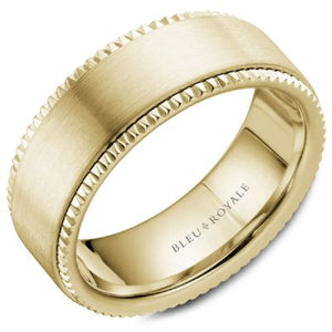 Bleu Royale Notched Edge Wedding Band with Sandpaper Finish Center