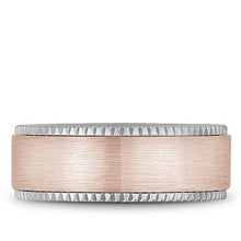 Load image into Gallery viewer, Bleu Royale Notched Edge Wedding Band with Sandpaper Finish Center
