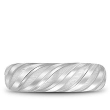 Load image into Gallery viewer, Bleu Royale Wavy Swirl Notch Detail Wedding Band
