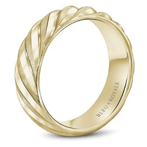 Bleu Royale Wavy Swirl Notch Detail Wedding Band