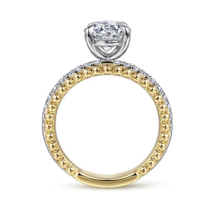 Gabriel & Co. "Addi" Two - Tone Beaded Detail Diamond Engagement Ring