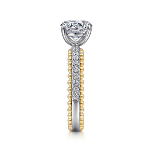 Gabriel & Co. "Addi" Two - Tone Beaded Detail Diamond Engagement Ring