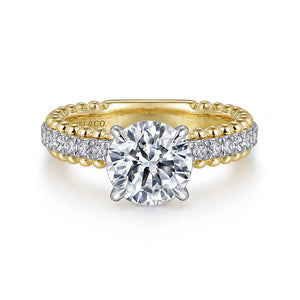 Gabriel & Co. "Addi" Two - Tone Beaded Detail Diamond Engagement Ring