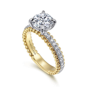 Gabriel & Co. "Addi" Two - Tone Beaded Detail Diamond Engagement Ring