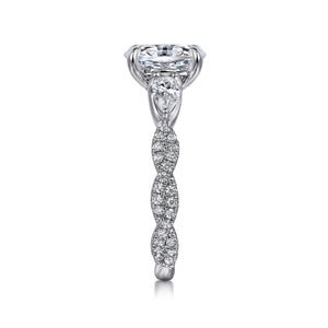 Gabriel & Co. Alanna Twisted Oval Three Stone Diamond Engagement Ring