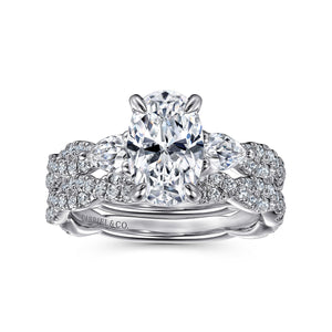 Gabriel & Co. Alanna Twisted Oval Three Stone Diamond Engagement Ring