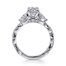 Load image into Gallery viewer, Gabriel &amp; Co. Alanna Twisted Oval Three Stone Diamond Engagement Ring
