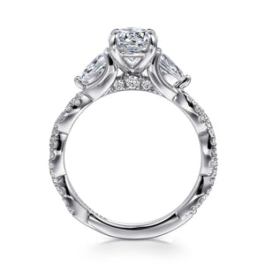 Gabriel & Co. Alanna Twisted Oval Three Stone Diamond Engagement Ring