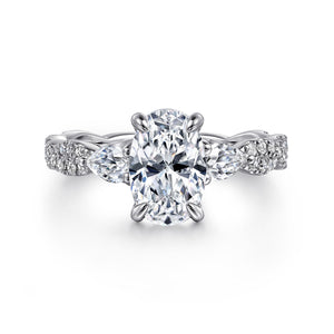 Gabriel & Co. Alanna Twisted Oval Three Stone Diamond Engagement Ring