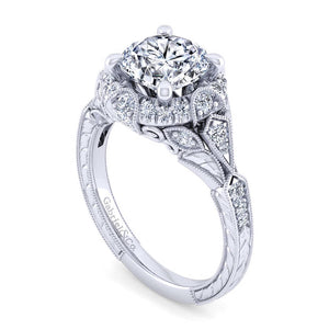 Gabriel & Co. Annadale Vintage Inspired Diamond Halo Engagement Ring