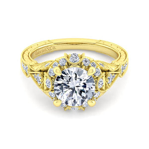 Gabriel & Co. Annadale Vintage Inspired Diamond Halo Engagement Ring