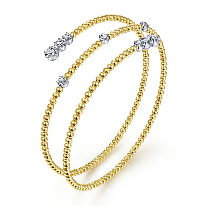 Gabriel & Co. Bujukan Bead Triple Bypass Bangle with Graduating Diamonds