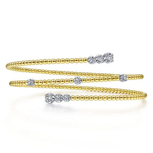 Gabriel & Co. Bujukan Bead Triple Bypass Bangle with Graduating Diamonds