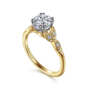 Gabriel & Co. Celia Leaf Style Diamond Engagement Ring