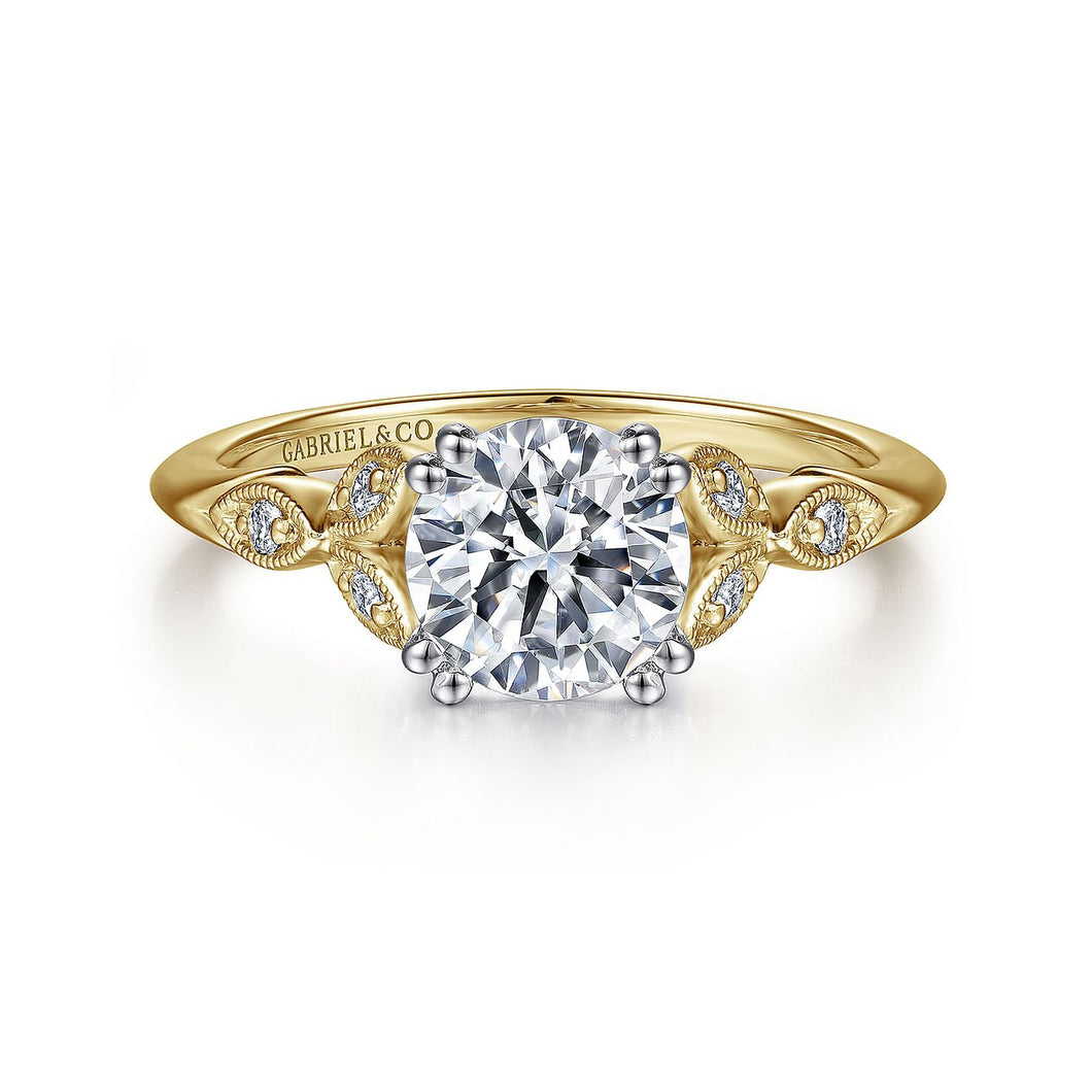 Gabriel & Co. Celia Leaf Style Diamond Engagement Ring