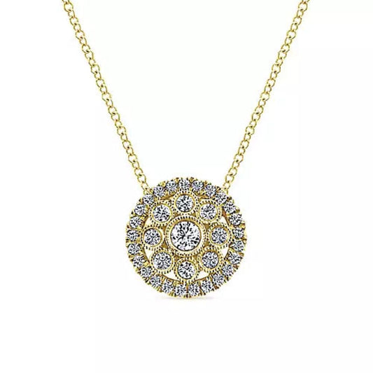 Gabriel & Co. Diamond Cluster Vintage Style Pendant