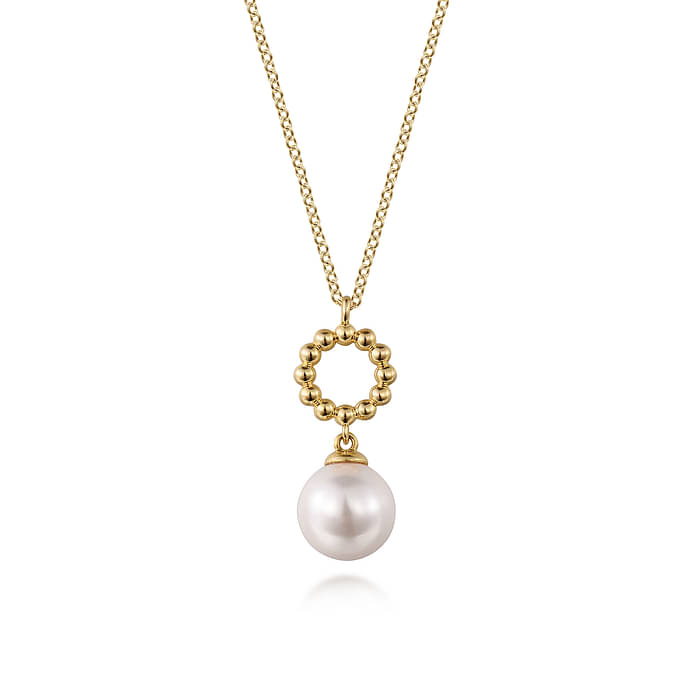 Gabriel & Co. Fresh Water Pearl Bujukan Circle Drop Pendant