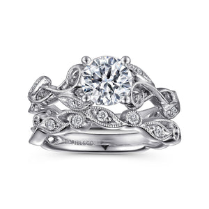 Gabriel & Co. Lena Organic Leaf Style Diamond Engagement Ring