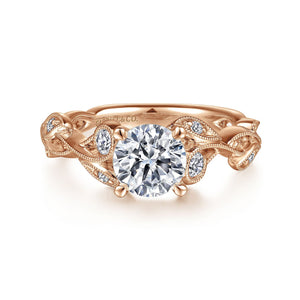 Gabriel & Co. Lena Organic Leaf Style Diamond Engagement Ring