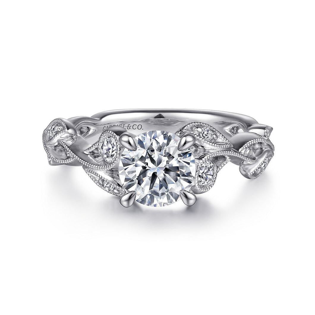 Gabriel & Co. Lena Organic Leaf Style Diamond Engagement Ring